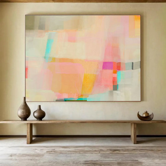 Pink - Orange Geometric Abstract Art for Chic Living Rooms DLZ2413