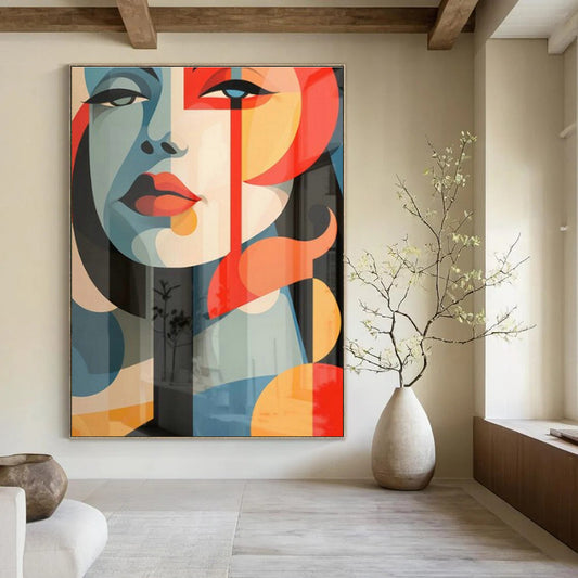 Color - Blocked Portrait Art for Trendy Boutique & Modern Art Gallery DLZ1943