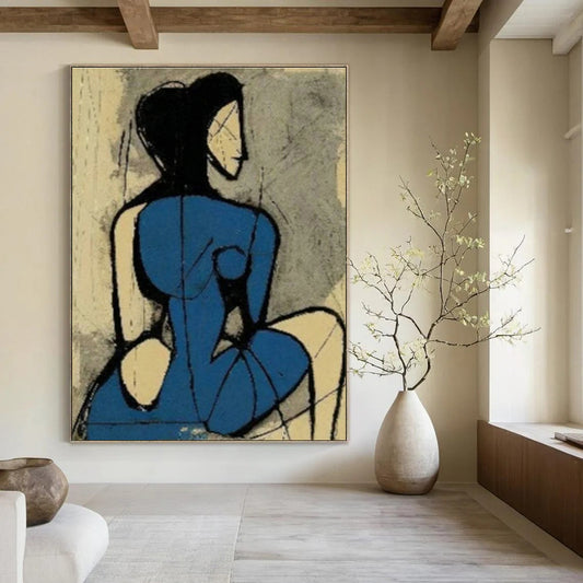 Abstract Blue Figure Art for Modern Art Gallery & Bohemian - Inspired Bedroom DLZ1424