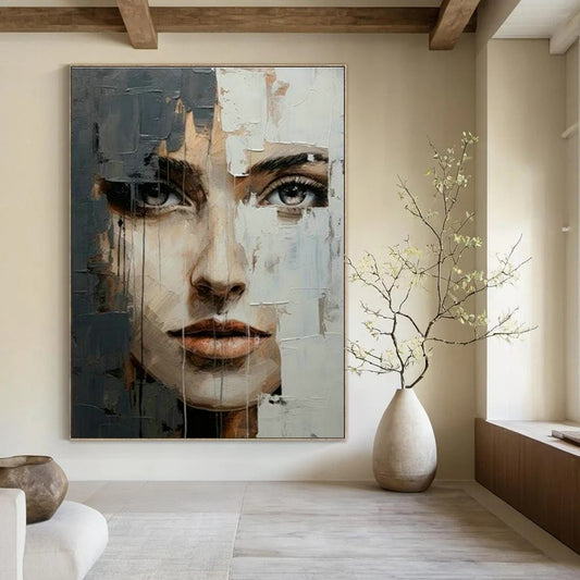 Abstract Portrait with Textured Layers for Bohemian Gallery & Art - Forward Bedroom DLZ2125