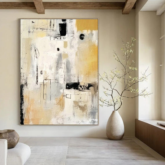 Yellow - Gray Abstract Art for Contemporary Café & Art - Lovers’ Studio DLZ1932