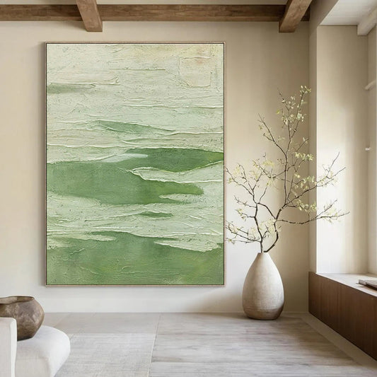 Light Green Textured Abstract Art for Eco - Friendly Home & Botanical Store DLZ1224