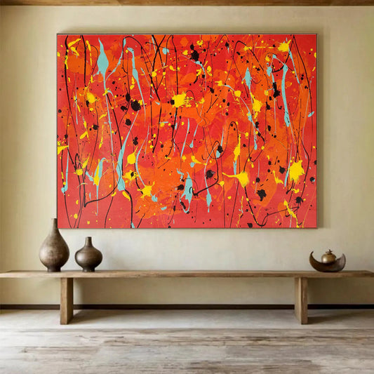 Orange - Red Splash Abstract Art for Vibrant Event Venue Backdrops DLZ2670