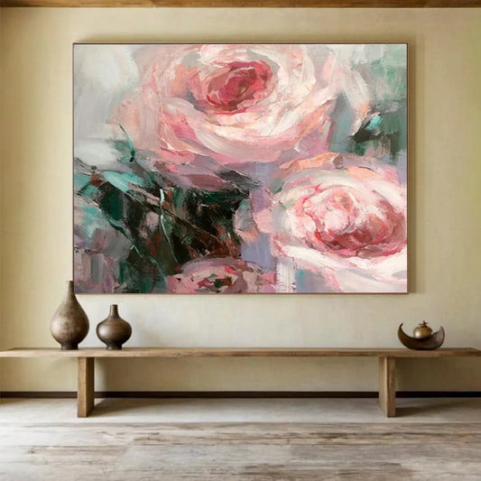 Soft Pink Rose Oil Painting for Romantic Wedding Venue Decor DLZ3108