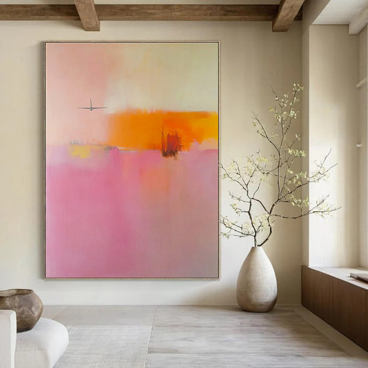Pink and Orange Landscape Abstract for Coastal Home & Art - Themed Hotel STSC789