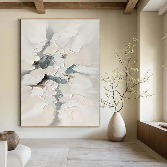 Gray - White Textured Abstract Art for Scandinavian Bedroom & Art Gallery DLZ1181