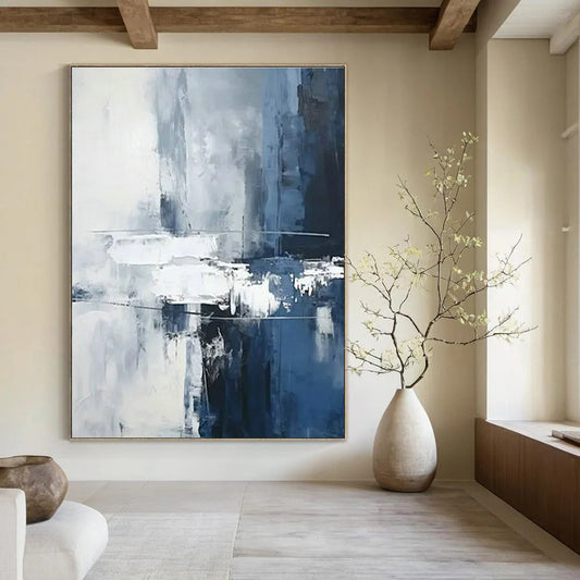 Blue - Gray Abstract Art for Scandinavian Home & Contemporary Art Space DLZ1736