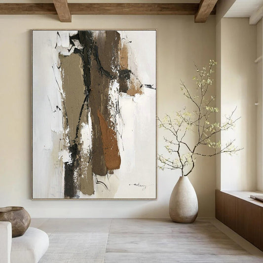 Brown - Gray - White Abstract Art for Bohemian Café & Rustic Home Den DLZ1676