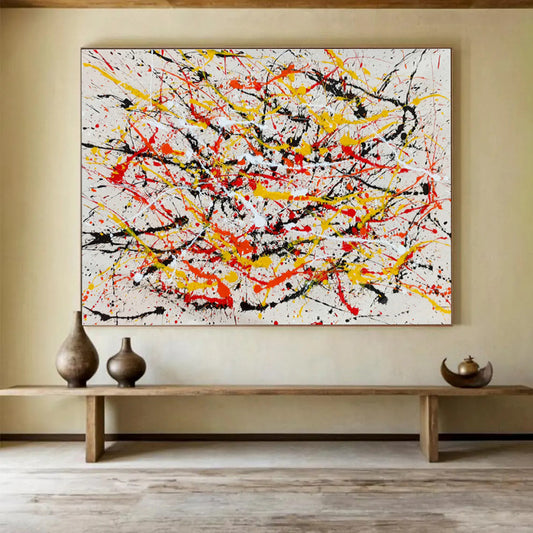 Yellow - Red Splash Abstract Art for Modern Art Gallery Interactive Installations DLZ2687