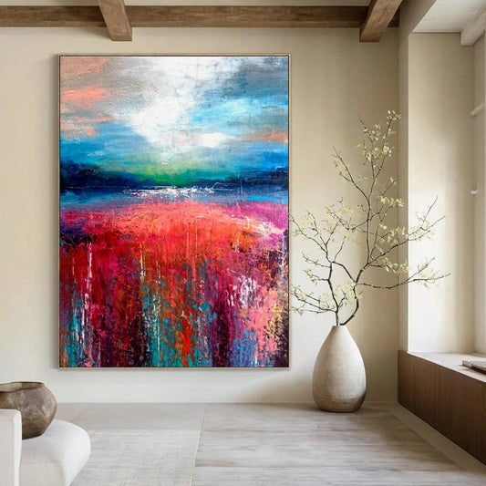 Colorful Landscape Oil Painting for Countryside Villa Living Rooms DLZ0011