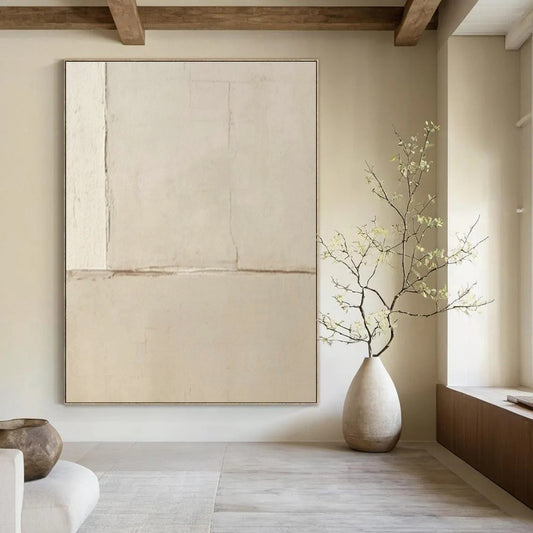 Minimalist Beige Abstract Art for Scandinavian - Style Nursery & Neutral - Toned Spa DLZ0854