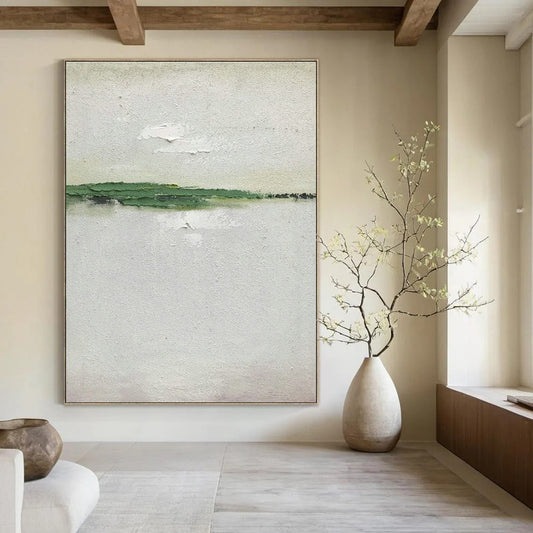 Minimalist Green - White Abstract Art for Nature - Inspired Spa & Scandinavian Bedroom DLZ0802