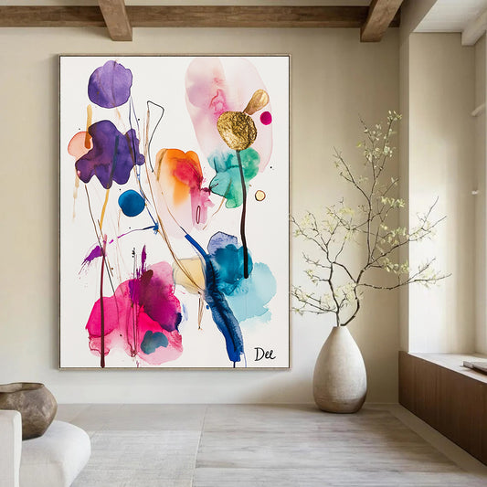 Colorful Floral Watercolor Abstract for Bohemian - Style Bedroom & Creative Studio STSC839