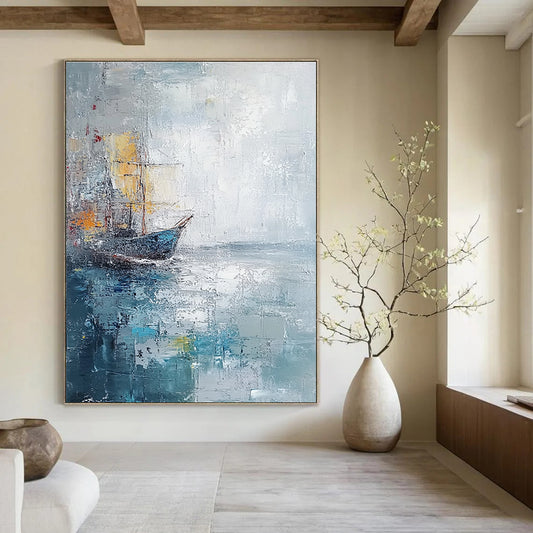 Sailing Ship in Mist Art for Nautical - Themed Restaurant & Coastal Home Office STSC120