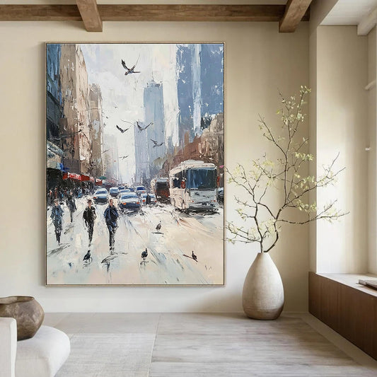 City Street Scene Art for Urban Loft Living Room & Café with City Views STSC930