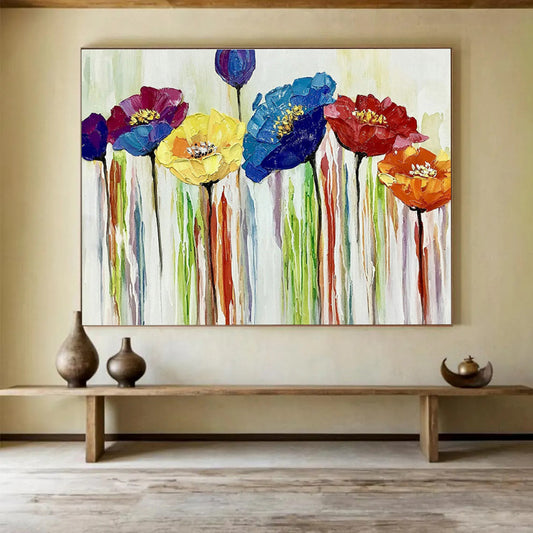 Colorful Flower Oil Painting for Bohemian - Style Café Breakfast Nooks DLZ3167