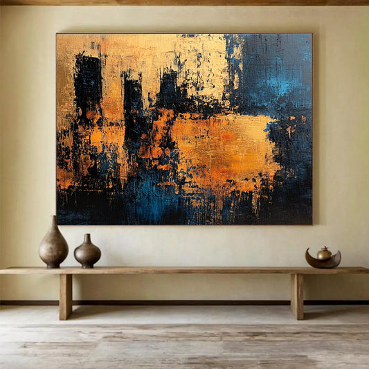 Cityscape in Blue and Orange Art for Urban Loft & Architecture Firm SC371
