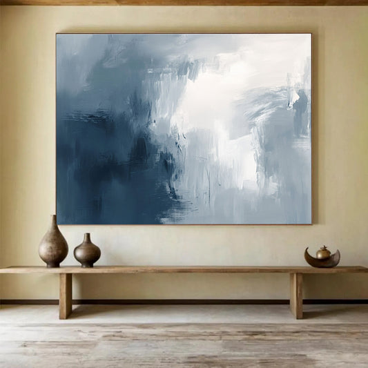 Gray - Toned Abstract Mist Art for Urban Spa & Minimalist Living Room SC048