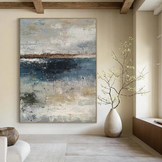 Gray - Blue Seaside Abstract Art for Nautical - Themed Home & Coastal Restaurant DLZ0768