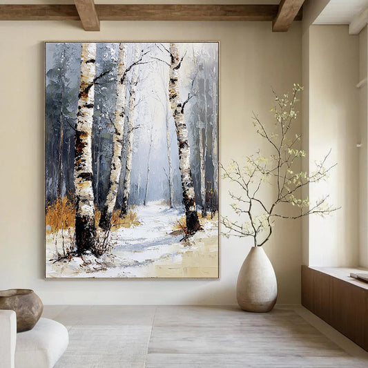Winter Birch Forest for Cozy Cottage Living Room & Nature - Themed Spa STSC1271