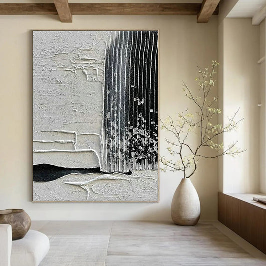 Grey - White Textured Abstract Art for Office & Living Room DLZ0436