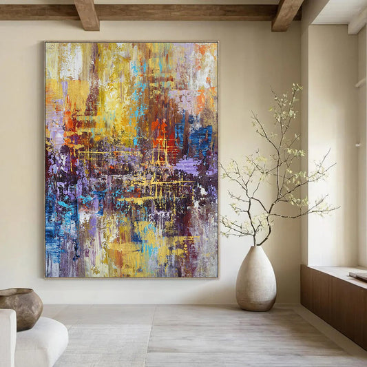 Colorful Cityscape Abstract for Trendy Rooftop Bar & Artistic Living Room DLZ0865
