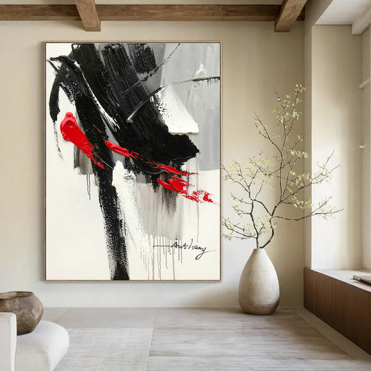 Black - Red Abstract Art for High - Energy Fitness Studio & Avant - Garde Gallery DLZ0797