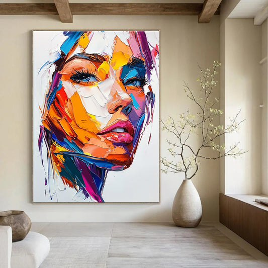 Color Block Abstract Portrait for Contemporary Art Space & Trendy Home Living Room STSC457