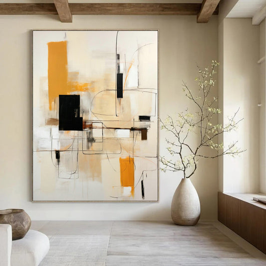 Warm Geometric Abstract Art for Cozy Living Room & Artisanal Bakery DLZ0612