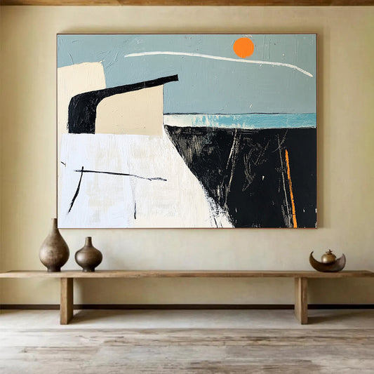 Minimalist Abstract Sunset Art for Coastal Home & Modern Gallery SC388