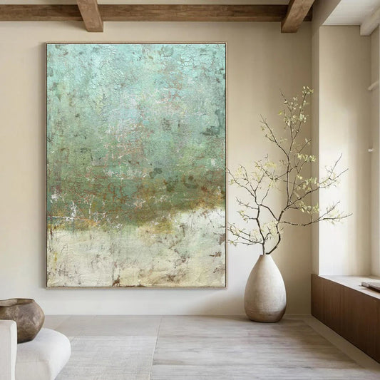 Textured Teal and Brown Art for Bohemian Café & Eclectic Living Room DLZ2212