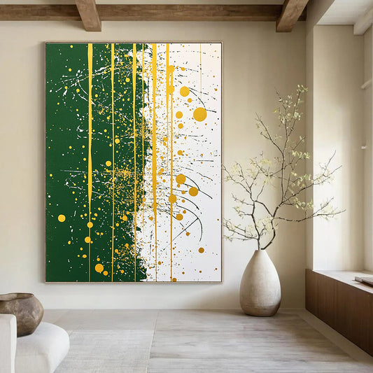 Green and Gold Splatter for Modern Art Gallery & Luxury Hotel Lobby STSC1172