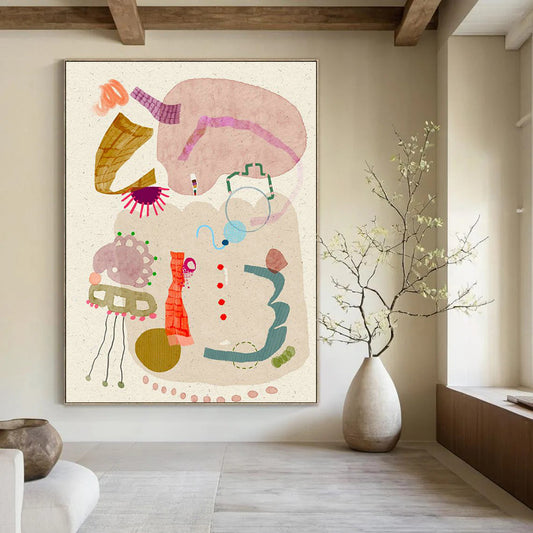 Collage - Style Abstract Art for Bohemian Home Study Nooks DLZ0078