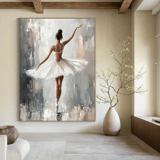 Ballerina in White Tutu Art for Dance Studio & Elegant Bedroom STSC1380