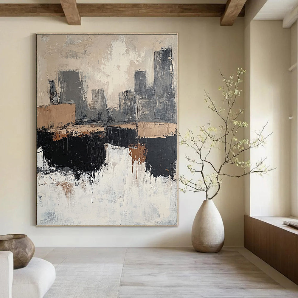 Abstract Cityscape in Neutrals for Urban Penthouse & Modern Gallery STSC412