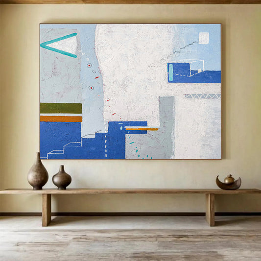 Blue - White Architectural Abstract Art for Creative Real Estate Agency DLZ2955