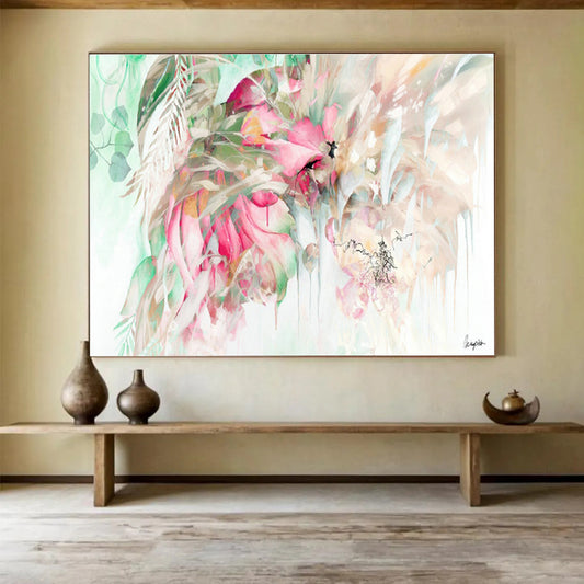 Tropical Flowers and Bird Art for Jungle - Themed Living Space DLZ2918