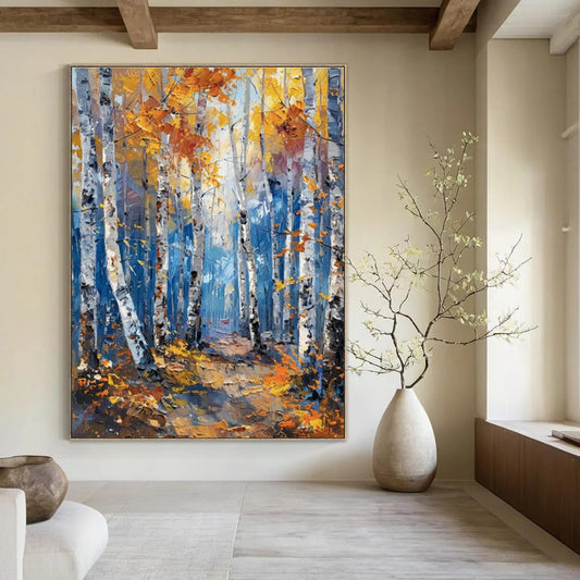 Autumn Birch Forest Art for Cabin in the Woods & Nature - Lover’s Library DLZ1413