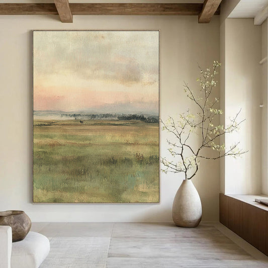 Watercolor Field Landscape for Countryside Cottage & Calming Meditation Space STSC1229