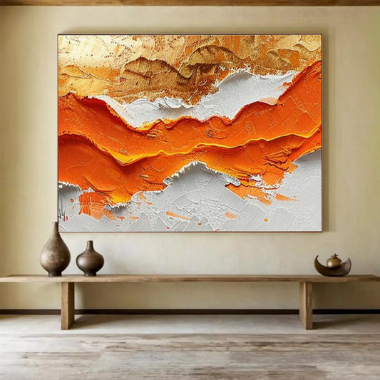 Orange Mountain Relief Art for Modern Dining Room DLZ2848