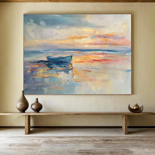 Boat on Calm Sea Art for Seaside Bed and Breakfast & Travel - Lover’s Study SC133