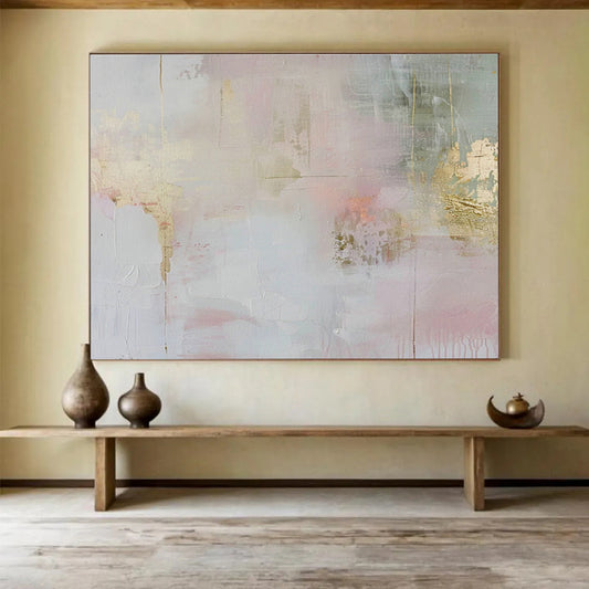 Gold - Pink Soft Abstract Art for Romantic Dressing Room DLZ2868