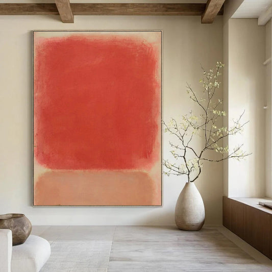 Red Color Block Art for Contemporary Office & Bold Bedroom DLZ1782