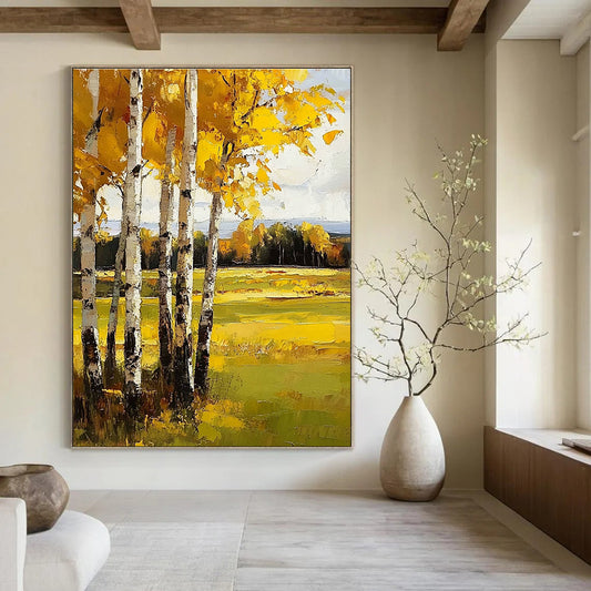 Yellow Birch Trees for Autumn - Themed Home Living Room & Nature - Loving Art Gallery STSC1015