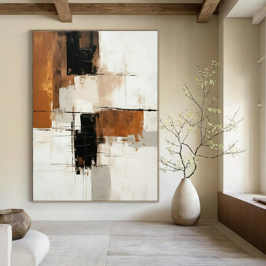 Brown - Black Geometric Abstract Art for Modern Office Reception & Industrial Loft DLZ1721