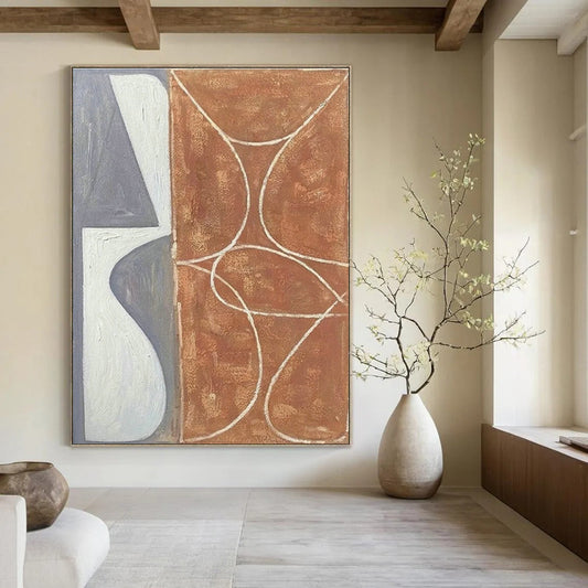 Brown - Gray Line Abstract Art for Mid - Century Home & Design Studio DLZ1145