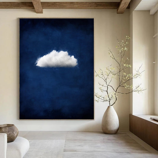 Single White Cloud on Blue 2 Art for Coastal Café & Modern Beach House STSC1404