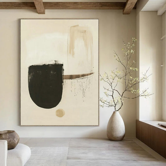 Brown - White Abstract Color Block Art for Living Room & Office DLZ0426