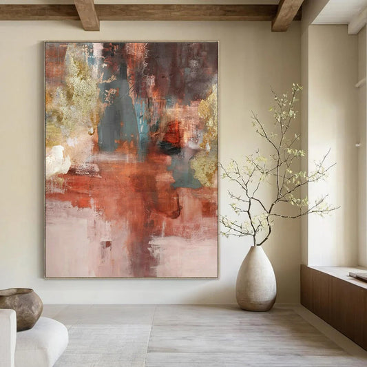 Warm Brown Abstract Art for Industrial - Chic Loft Living Room & Art Gallery Lounge DLZ0915