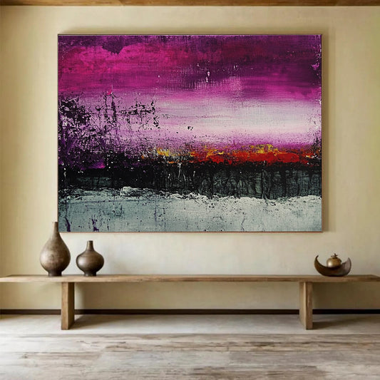 Purple Sunset Abstract Art for Bohemian Bedroom & Rooftop Lounge SC341